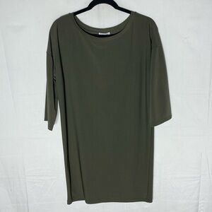 Leith Olive Green Relaxed Fit Shift Dress T Shirt Dress XS